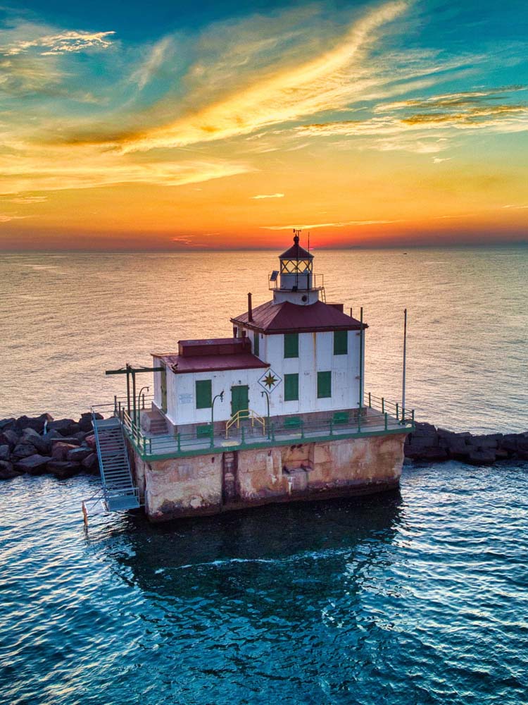 Drone shot of the Ashtabula Harbor Light | PCS Adventures Drone shot of the Ashtabula Harbor Light | PCS Adventures