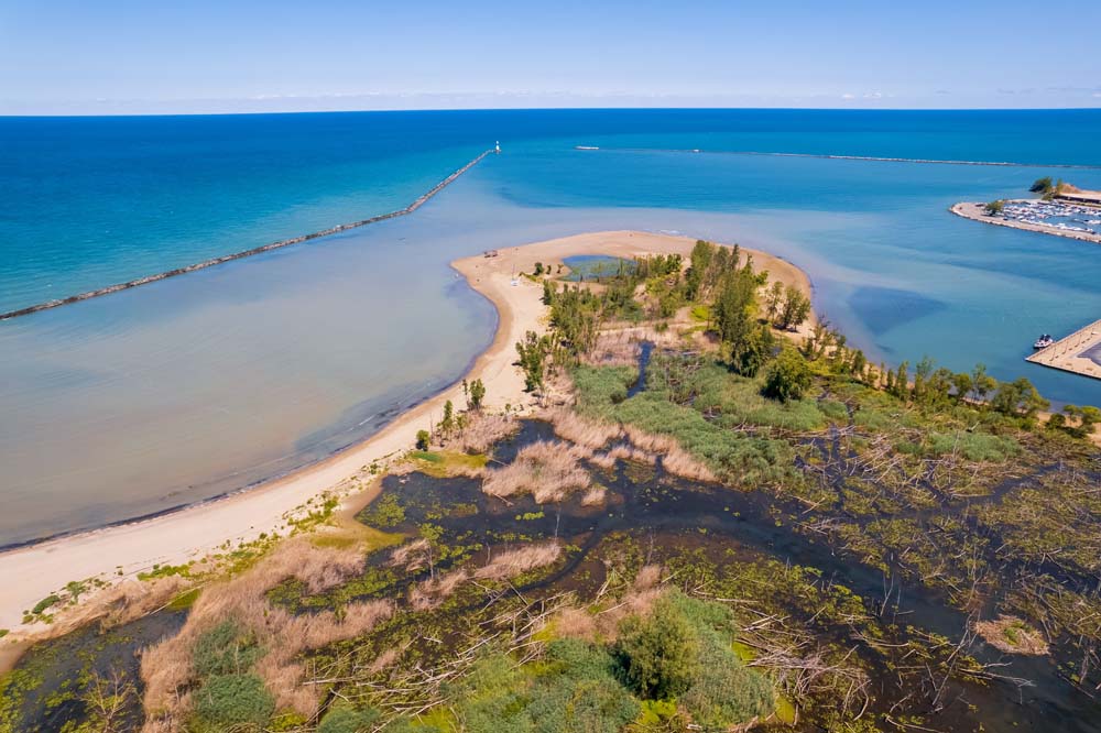 Scenic aerial landscape of Walnut beach park along Lake Erie shore | PCS Adventures Scenic aerial landscape of Walnut beach park along Lake Erie shore | PCS Adventures